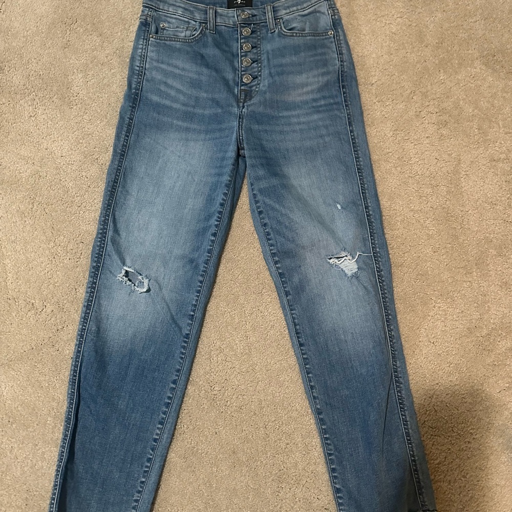 7 for all Mankind button fly jeans High Waist Cropped Street